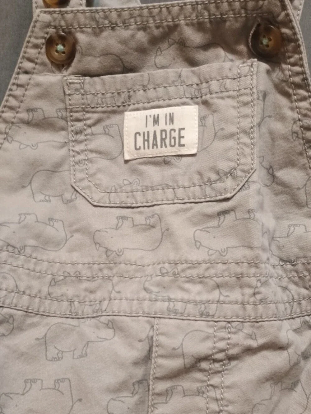 Unbranded Gray Rhino Print Kids Overalls - Gray